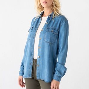 Thread & Supply Chambray Shirt Jacket In Harvey Wash - Size S - Blue